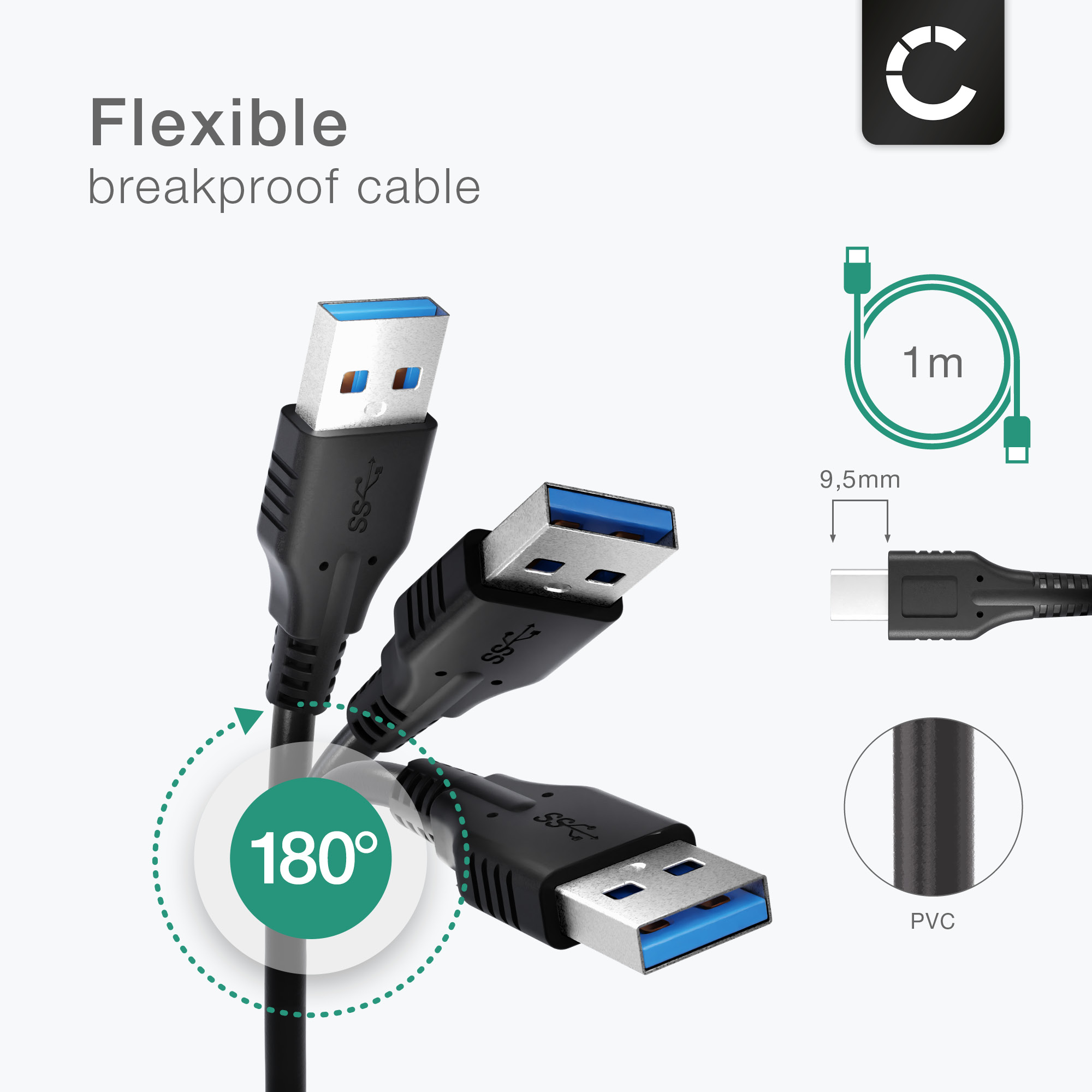 MOELECTRONIX - Cavo USB 3.1 tipo C adatto per Blackview BV4800 BV6200 Pro BV5300 BV8900 BV9300 BV9200 BV7200 BV7100 BV5200 BL8800 Oscal S80 | con connettore lungo PC computer di tipo C