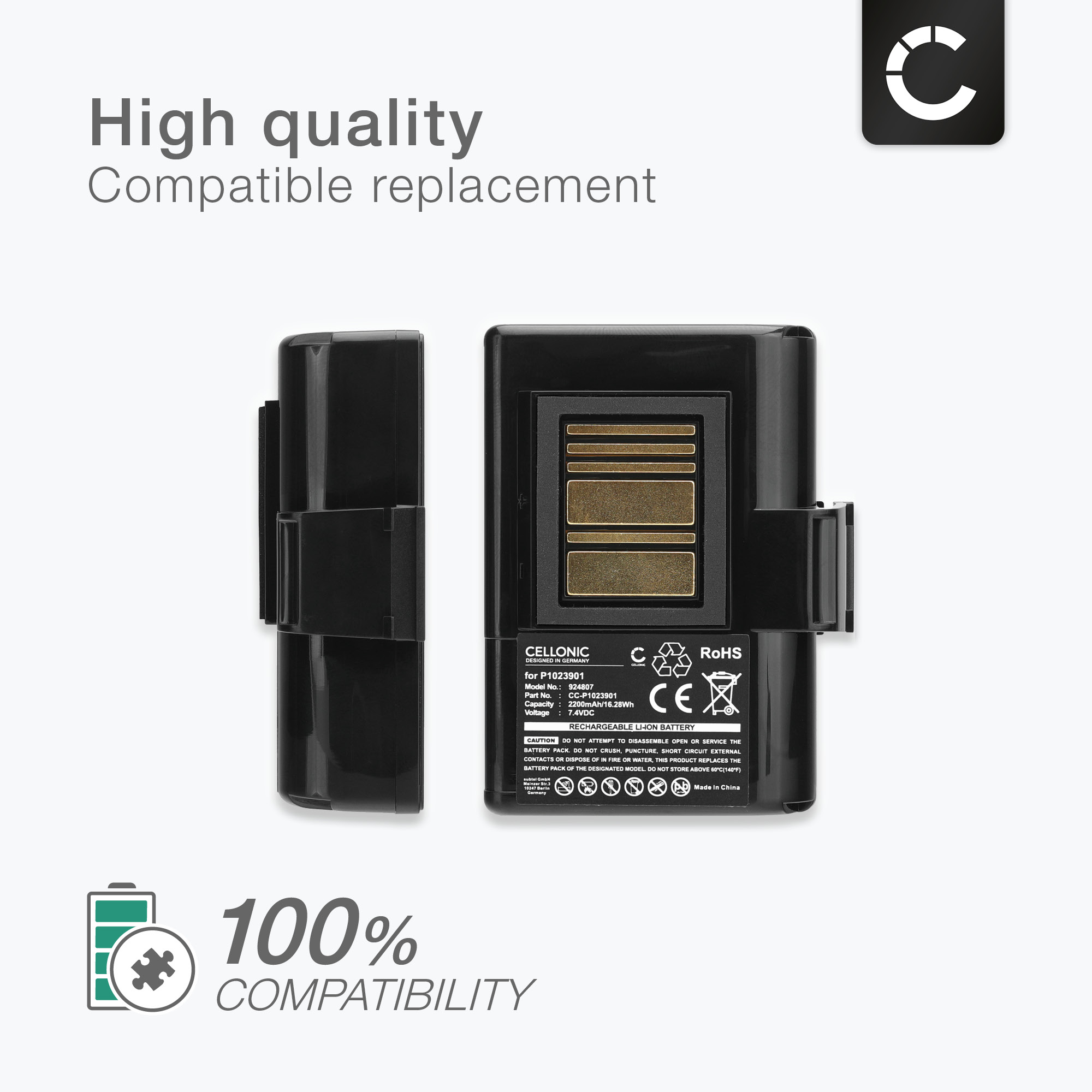 P1051378 Nuova Batteria Originale Per Stampante ZEBRA QLN220 - Foto 2