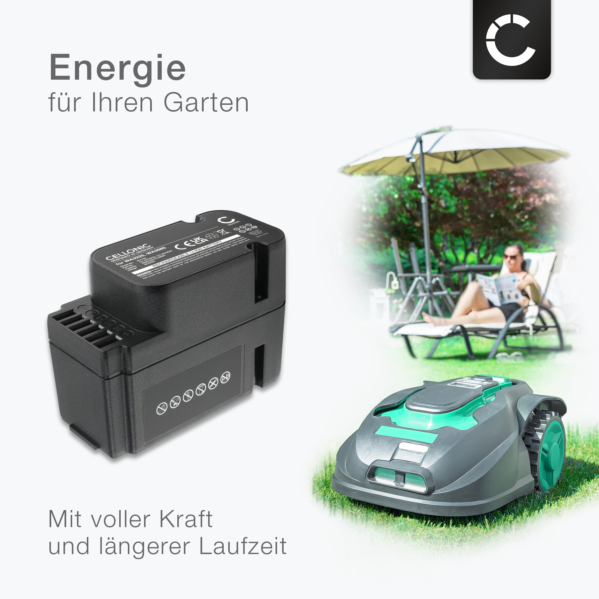 Batterie 2500mAh WA3225 Pour Worx Landroid – Remplacement Pour Tondeuse Robot, Cameron Sino